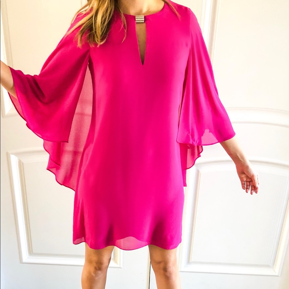 Elegant Pink Cape Dress